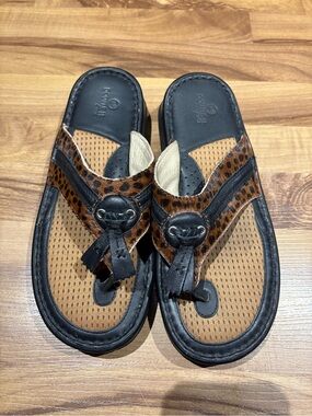 Double H Boot Co Sandal Women's 9M Leather With Hair Thong Flip Flop